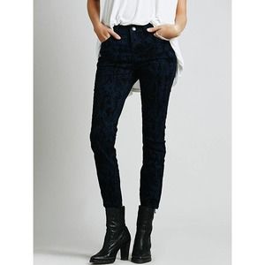 Free People Womens Jeans Size 25 Indigo Combo Jacquard Copperhead Flocked Skinny
